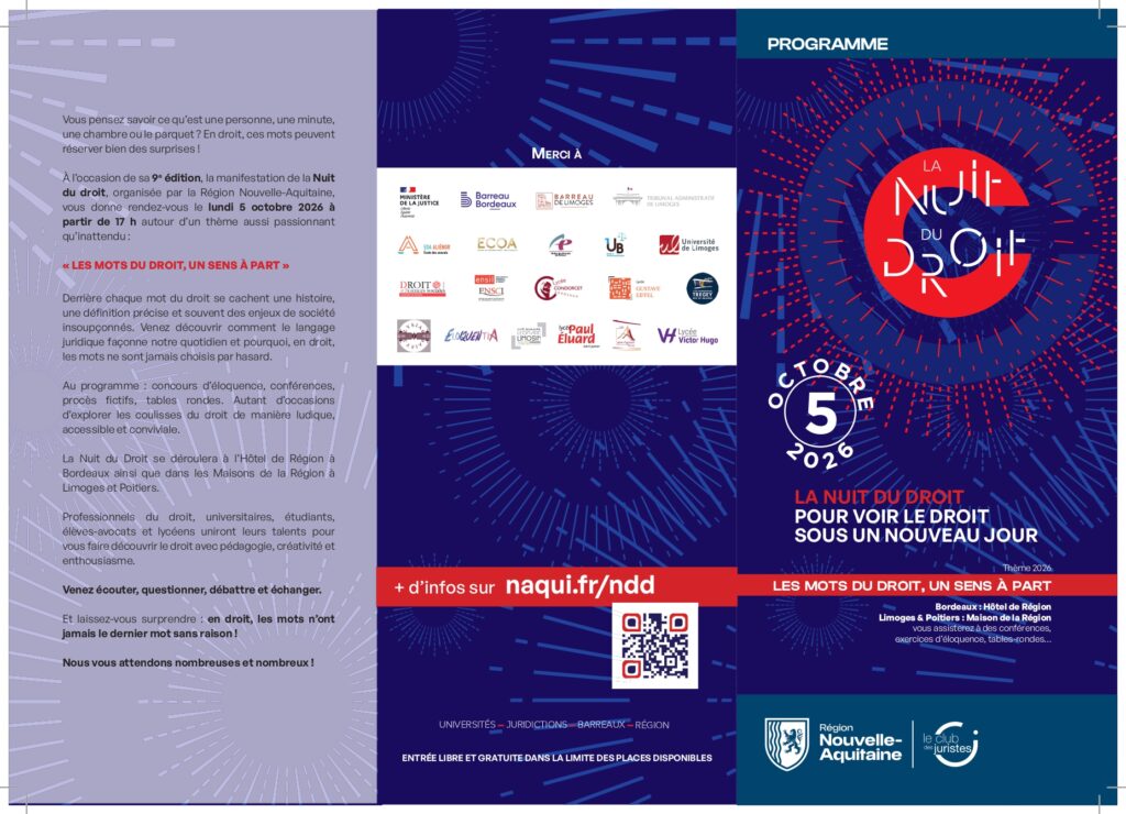 Le barreau de poitiers participe à la nuit du droit, le 5 octobre 2026
